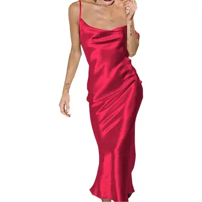 2024 Silk Satin Nightgown Fishtail Dress Gold