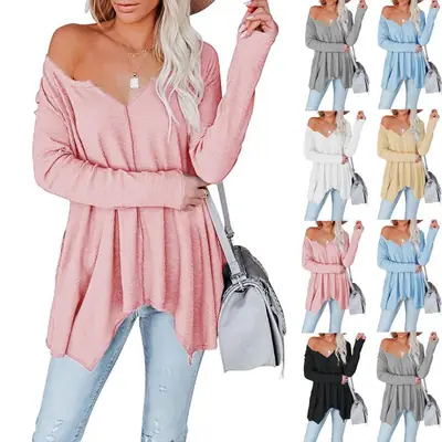 2023 Women's Knitted T-Shirt Pullover Set