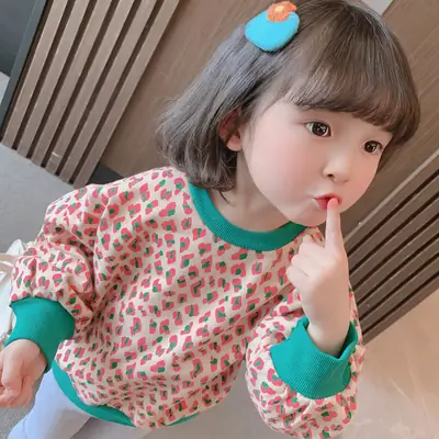 Girls Leopard Print Sweatshirt 2025 Spring Base Top