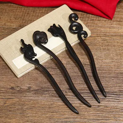 Elegant Wooden Hairpin with Dragon Design