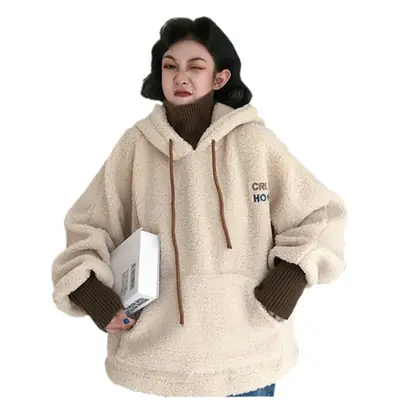 Winter Hooded Velvet Wool Pullover Women's Fashion