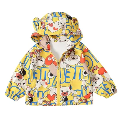 Children's Cartoon Hooded Jacket Yellow Spring Autumn 2025