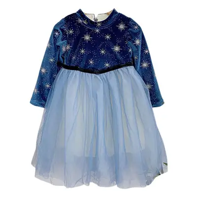 Frozen 2025 Winter Girls Elsa Velvet Star Dress