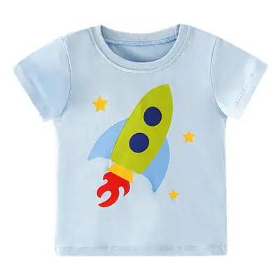 Summer Boys Rocket Print T-Shirt Light Blue