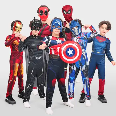 Halloween Costume Child Avengers Captain America Iron Man Superman Spiderman Optimus Prime Muscle Suit