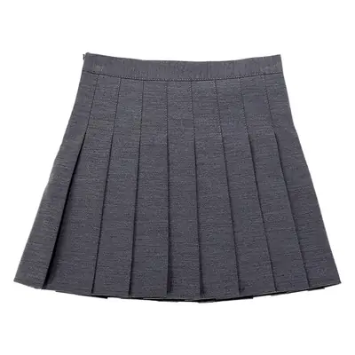 Grey Pleated High Waist Slimming Skirt for Women