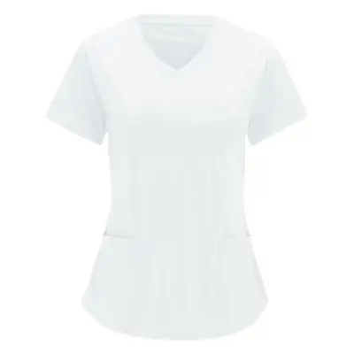 Blue V-Neck Large Flap Pocket T-Shirt for Women