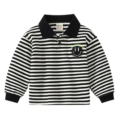 Kids Striped Polo T-Shirt Boys 2024 Korean Style