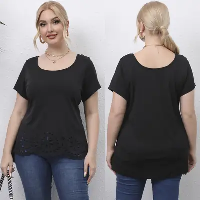 Women's Black Burned Flower Short Sleeve Jacket Casual 2021