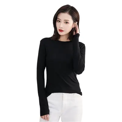 Women Black Long Sleeve Round Neck T-Shirt