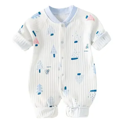 Newborn Boneless Jacquard Cotton Baby Suit White Blue