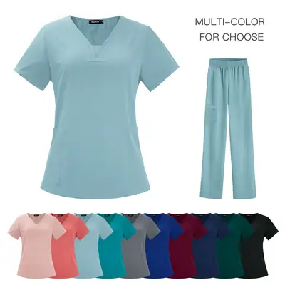 Light Blue V-Neck T-Shirt + Pants Set for Women