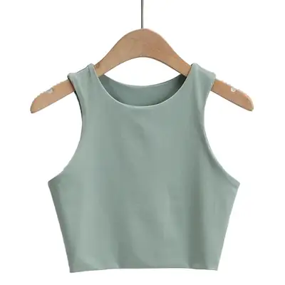 Women's Navel-Exposed Slim Fit Running Vest Double Layer Ultra Short