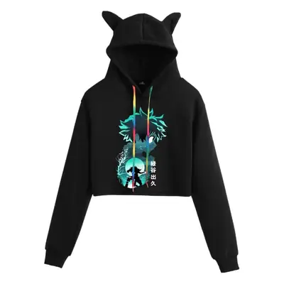 My Hero College Anime Hoodie Black Cat Ear Design