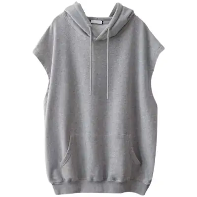 Women Grey Hooded Vest Large Spring Wear