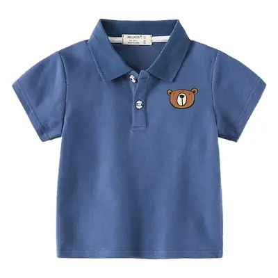 2023 Boys Green Polo Shirt with Bear Print