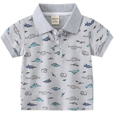 Boys Summer Polo Shirt Baby Pique Cotton Full Printed 2024