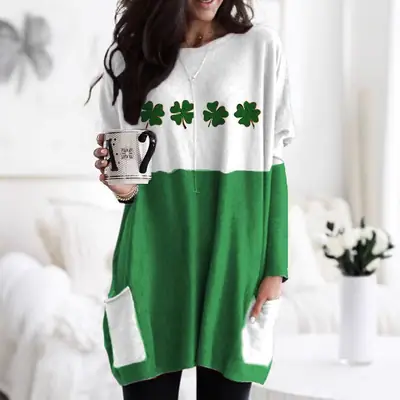St. Patrick's Day 4-Lever Clover T-Shirt White Green Orange