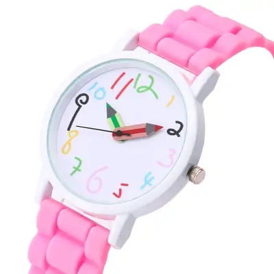 Cute Cartoon Digital Watch for Girls Black Silicone Strap