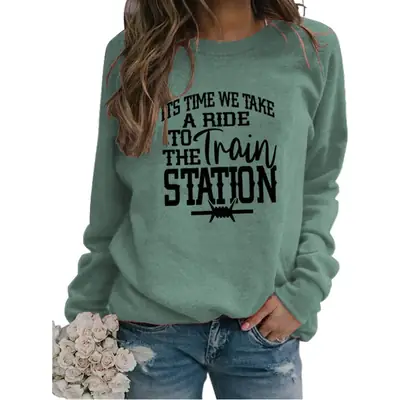 Women Red "FIDE TO THE Station" Sweatshirt