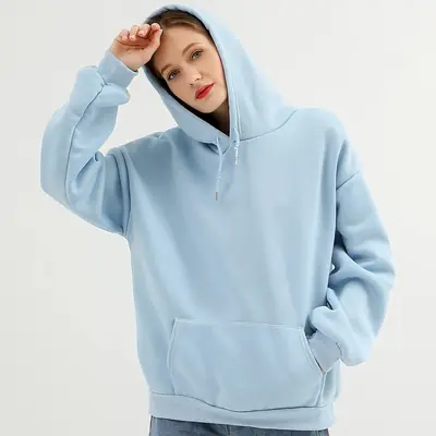 Women's Green Velvet Hoodie Large Solid Color
