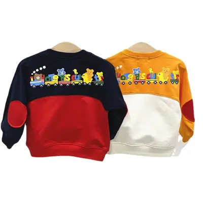 Autumn Spring New Kids Long Sleeve Color Matching Sweater Top