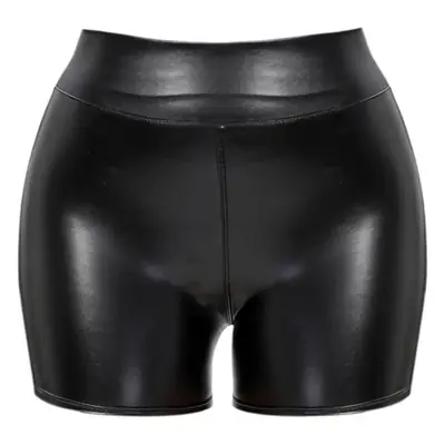 Black PU Leather High Waist Shorts for Women