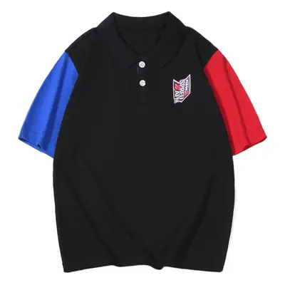 2023 Boys Korean Style Short Sleeve Polo Shirt Grey Red Blue
