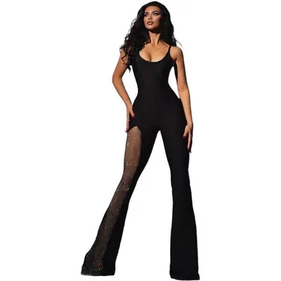 Black Sexy Low Cut Backless Jumpsuit for Women