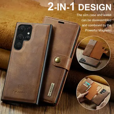 Blue Leather 2-in-1 Phone Case for Samsung S23 Ultra