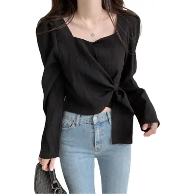 Summer Brown Knit Long Sleeve Pullover Top