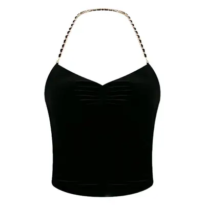 Snow Velvet Love Letter Halter Dress with Chain Belt
