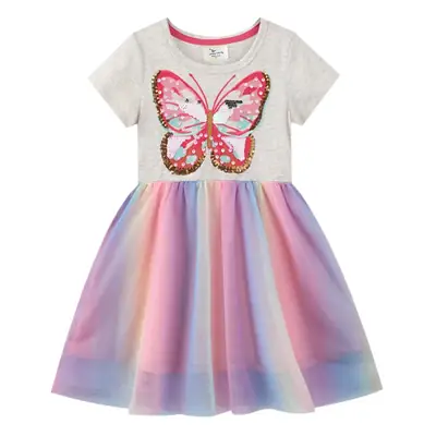 Girls Sequin Embroidered Mesh Dress Summer