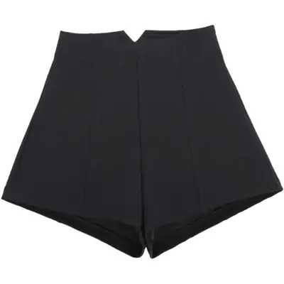 Black Elastic High Waist Slim Fit Shorts for Women