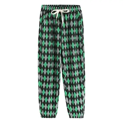 Women Green Diamond Wide Leg Pants Spring 2022