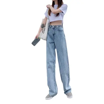Women Wide Leg Pants Spring Summer Adjustable Waist Straight Pants