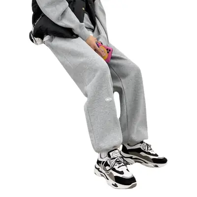 Women Fleece Lined Grey Sports Pants Wide Leg Loose Fit
