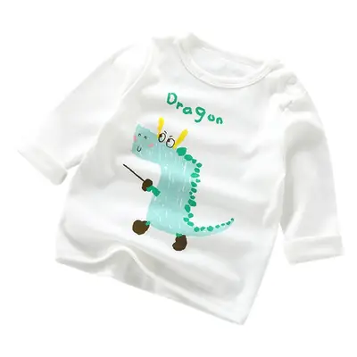 White Long-Sleeve T-Shirt with Cute Dog Print