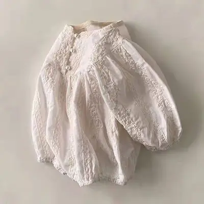 Korean Style Embroidered Princess Romper for Girls 100-Day Old