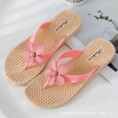 Summer Flip-flops Women's Non-slip All-match Fashionable Comfortable Internet Popular Couple's Clip-toe Korean-style Soft-soled Flat Beach Sandals