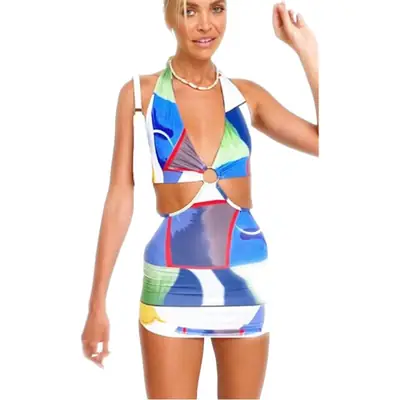 Cross-Border New 2022 Summer Digital Printed One-Piece Dress