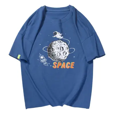 Kids Space T-Shirt Orange Large Cartoon Print