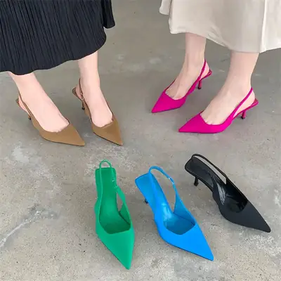 Green Pointed Toe High Heel Women's Sandals