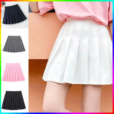 Women Pleated Skirt Large Solid Color Korean Style