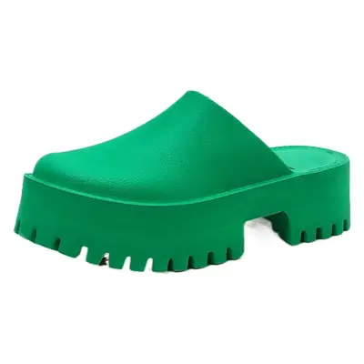 Women's Green Thick Platform Slippers 2023