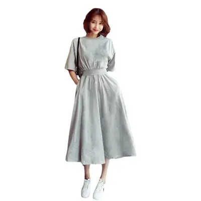Women Korean Style Short Sleeve Dress Large Summer Wear