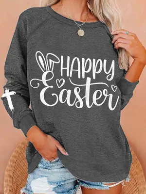 Happy Easter Women Grey V-Neck Vest Set