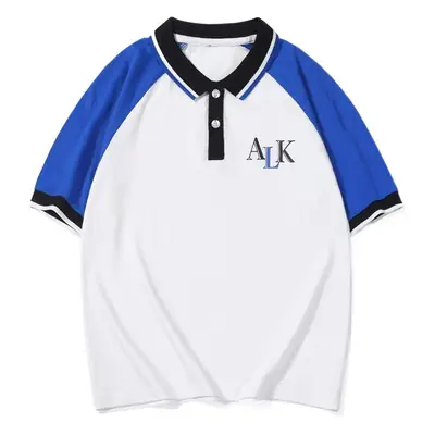 Kids Korean Style Lapel Polo Top Red White Blue Black