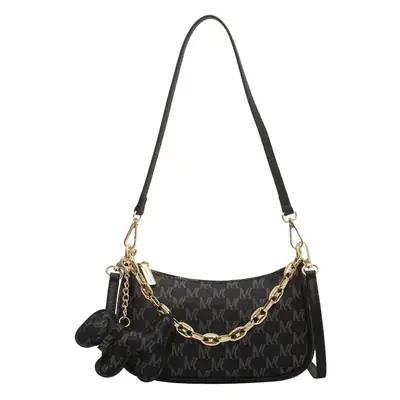 Women's Chain Shoulder Bag Black Gold Plated 2021