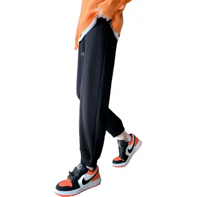 Women Gray Fleece Sweatpants Fall Winter Slimming Joggers